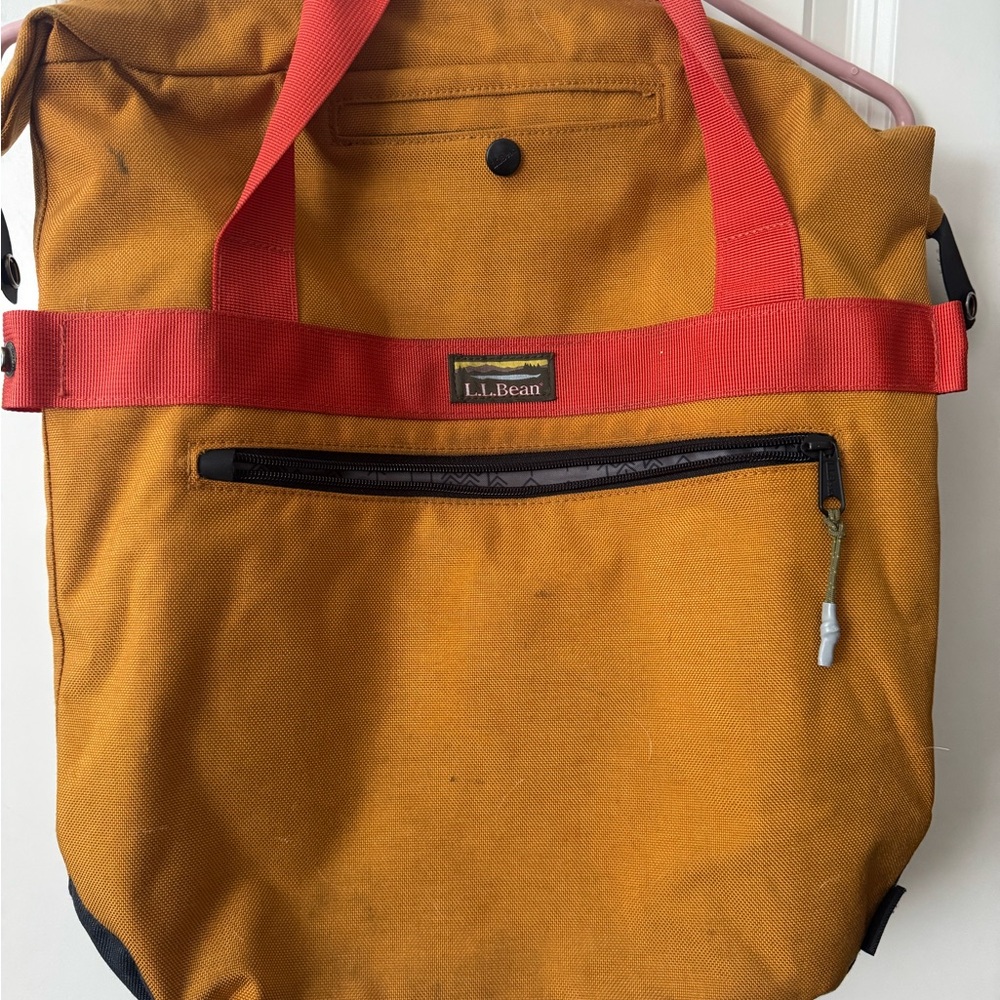 L.L. Bean Men's Tan Tote Bag with Red Straps